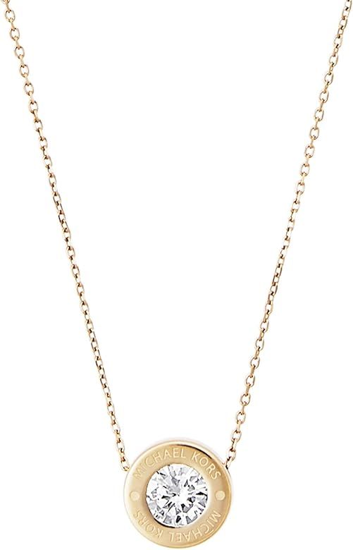 Michael Kors Logo Gold-Tone and Crystal Pendant Necklace, 18 | Amazon (US)