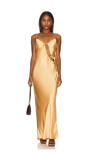 LIONESS About A Girl Maxi Dress in Metallic Gold, yellow. - size XXS | Revolve Clothing (Global)