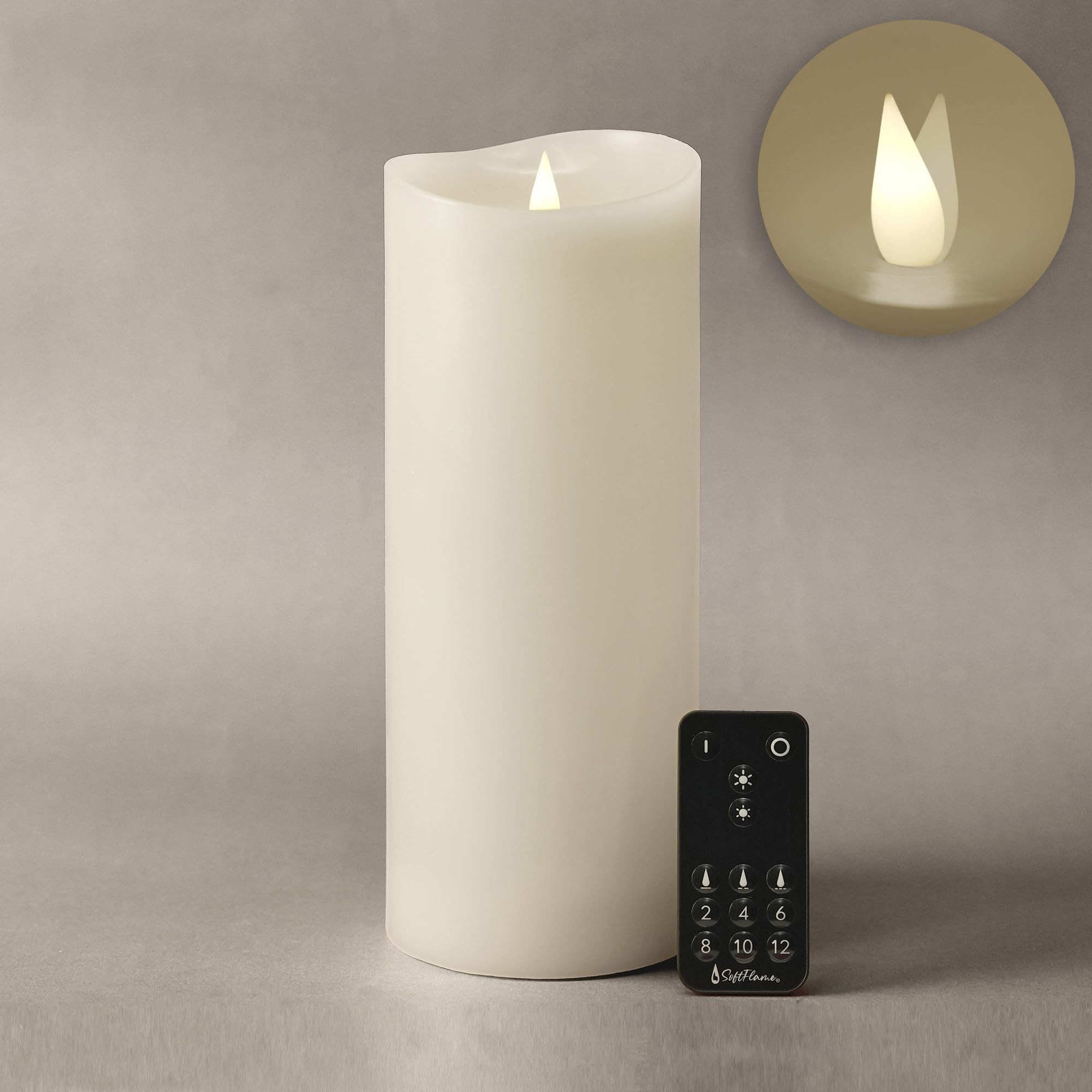 Flameless LED Candles with Remote Control, 4"x 10.3"Flickering 3D Moving Flame Battery Operated C... | Amazon (US)