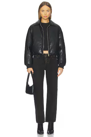 Sanja Faux Leather Jacket in Black | Revolve Clothing (Global)