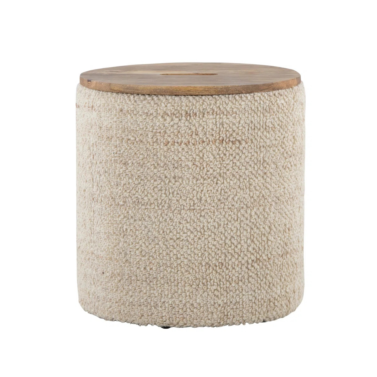 Tahoe Contemporary Wood Storage Ottoman in Beige Handwoven Wool and Mango Wood | Wayfair North America