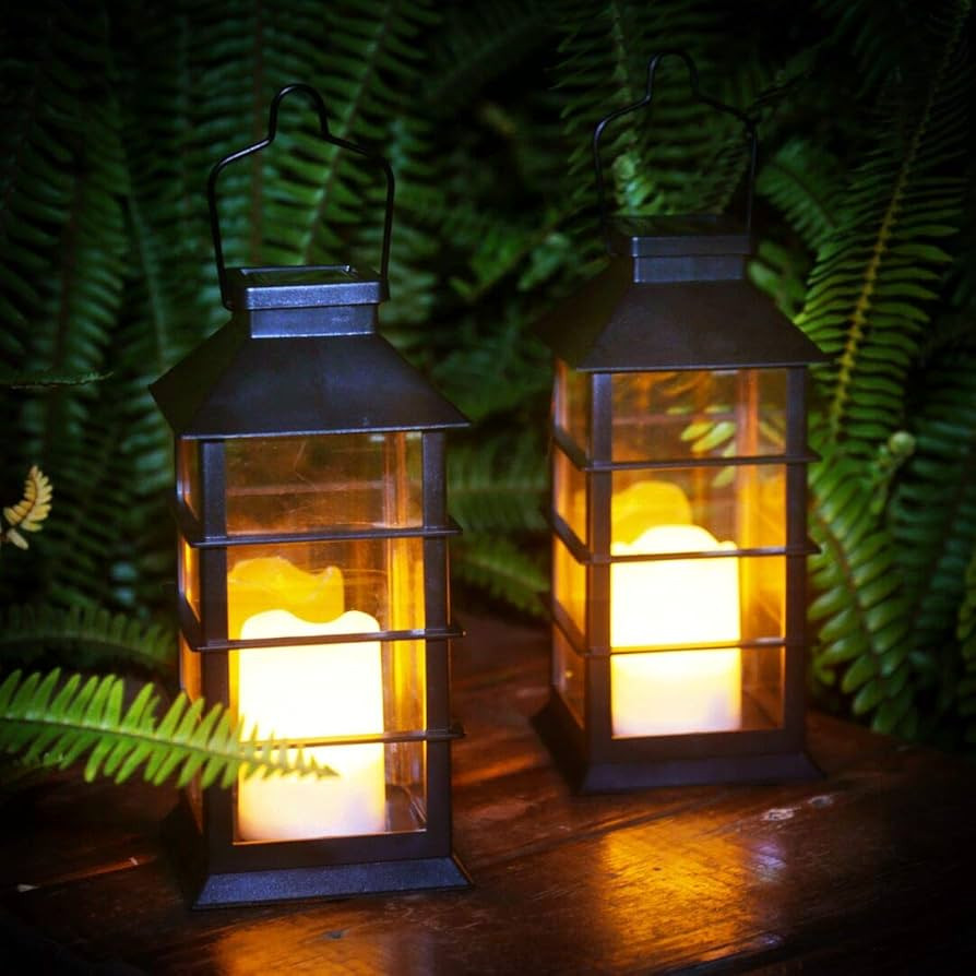 2 Pack Outdoor Garden Hanging Lanterns with Waterproof LED Flickering Flameless Candle Solar Powe... | Amazon (US)