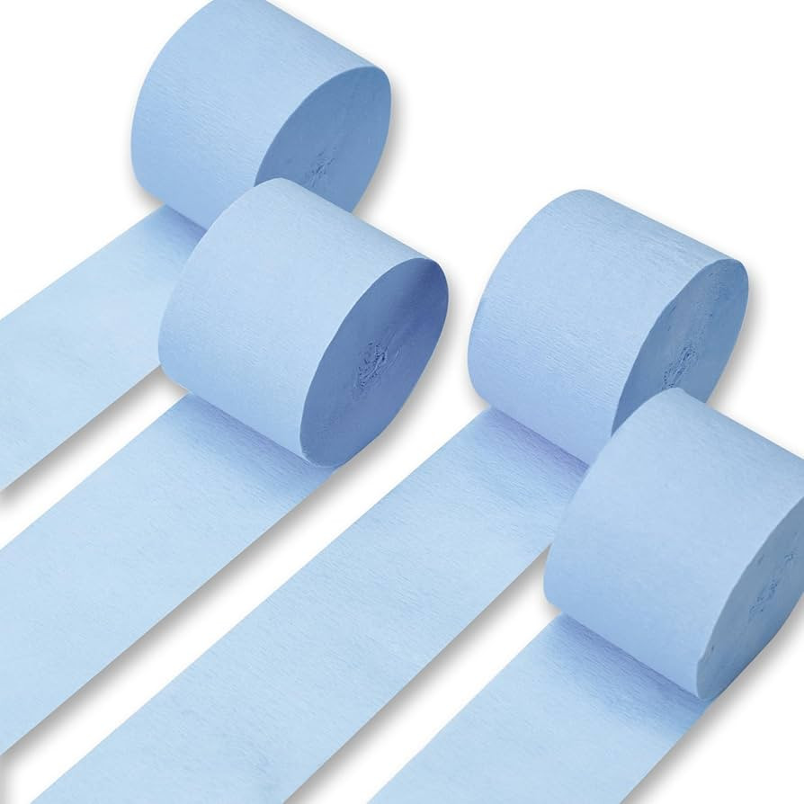 PartyWoo Blue Crepe Paper Streamers 4 Rolls 328 ft Pack of Light Pastel Baby Blue Crepe Paper for... | Amazon (US)