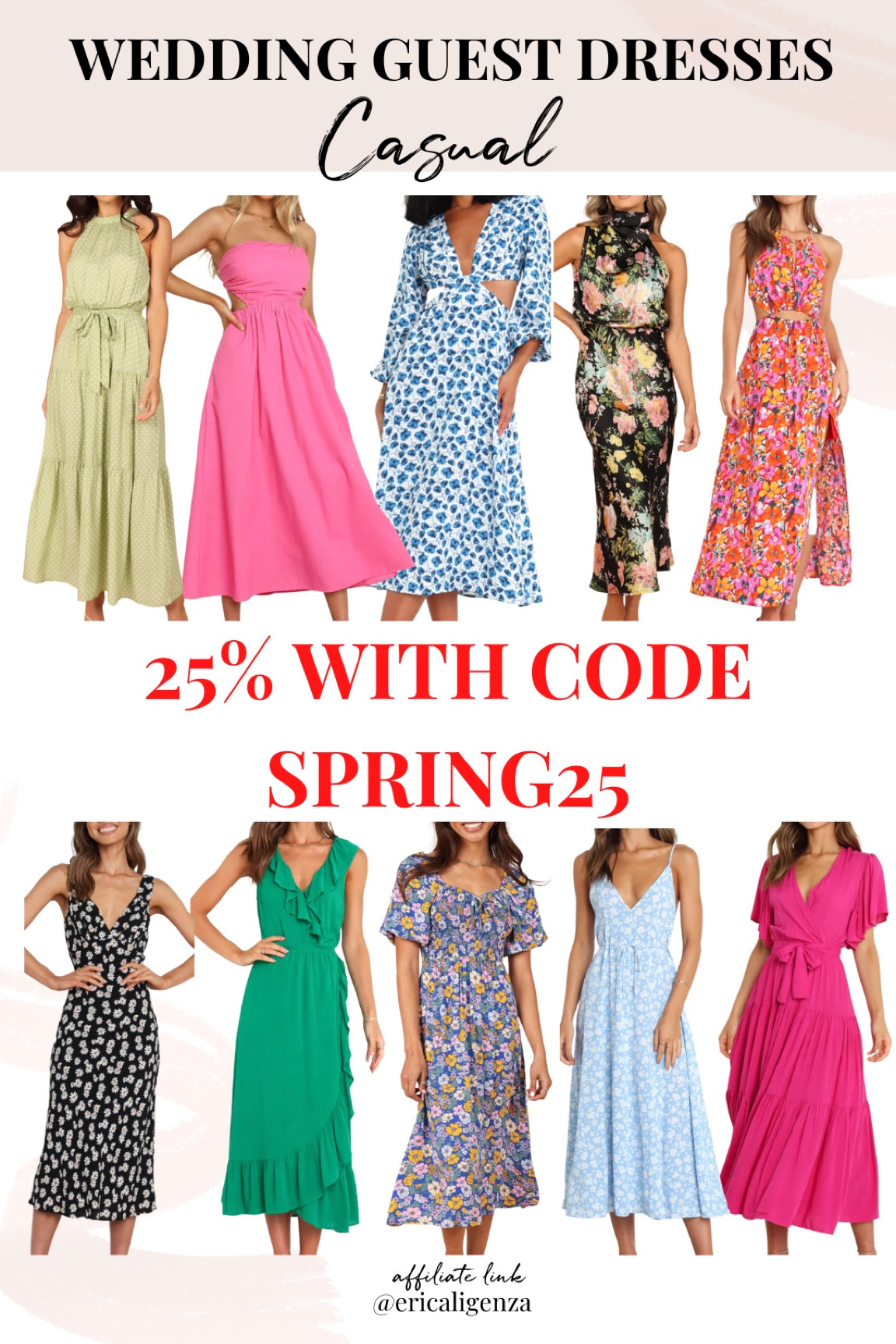Casual wedding guest dresses for spring weddings 👗 Use code SPRING25 for 25% off!! 

Casual wedding guest dress // spring wedding guest dresses // garden party wedding guest dress // green wedding guest dress // cutout dress for spring // long sleeve wedding guest dress // floral wedding guest dress // wedding guest maxi dress // patterned wedding guest dress // ruffled wedding guest dress // blue wedding guest dress // pastel wedding guest dress // bright wedding guest dress 

#LTKunder100 #LTKwedding #LTKSeasonal