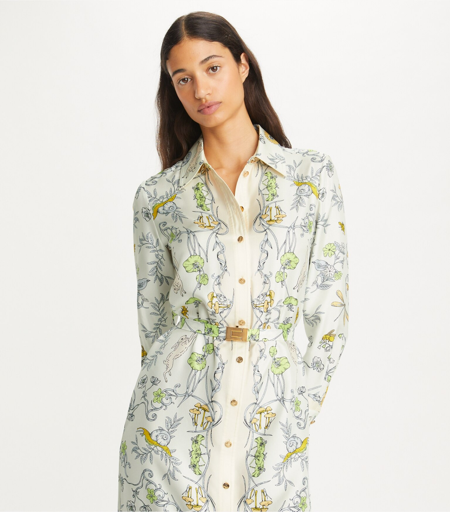 PRINTED SILK TWILL SHIRTDRESS | Tory Burch (US)