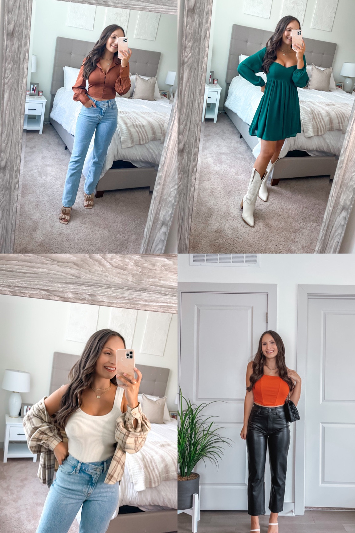 Orange satin top - true to size (XS) or go up if between
Jeans - size down (24 short)
Dress - true to size (XS petite)
Knit tank - true to size (XS)
Leather pants - true to size (25 short)


#LTKunder50 #LTKstyletip #LTKunder100