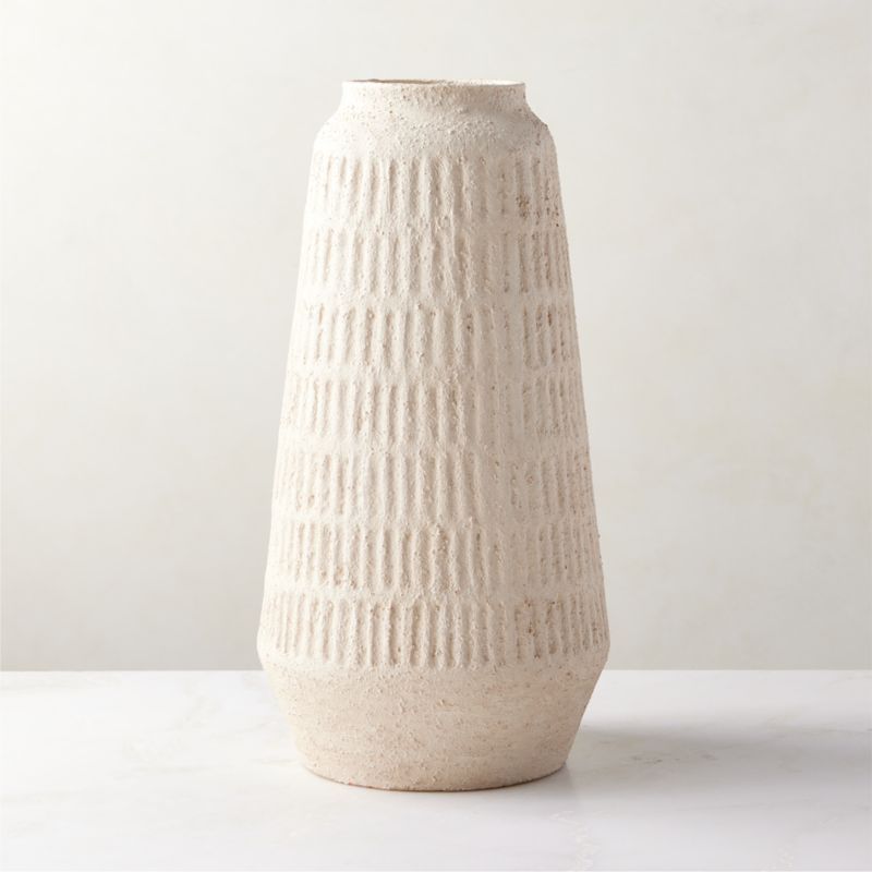 Domitia Modern Textured Ivory White Vase Tall + Reviews | CB2 | CB2