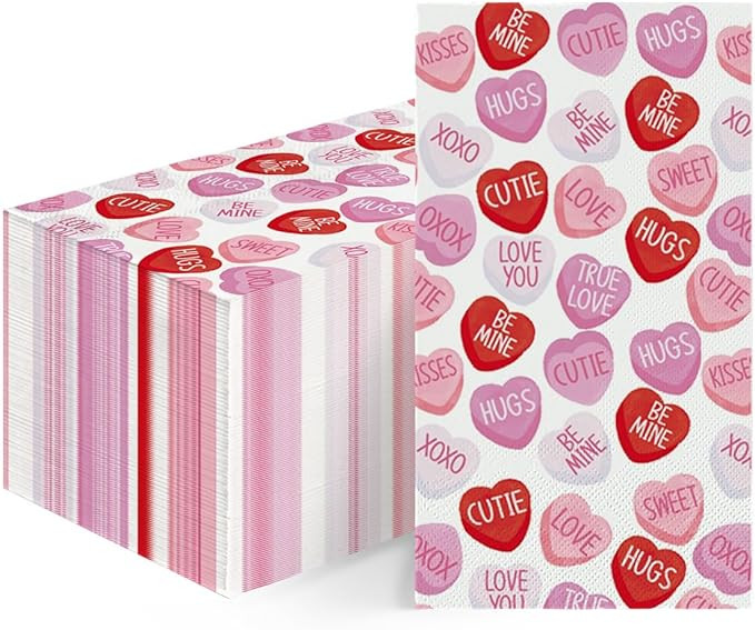 Horaldaily 50 Valentine Disposable Paper Decorative Guest Napkins, Pink Tiny Heart Hand Towel for... | Amazon (US)