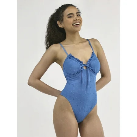 Celebrity Pink Women's Ruffle Neck Underwire One Piece Swimsuit, Sizes XS-XXL | Walmart (US)