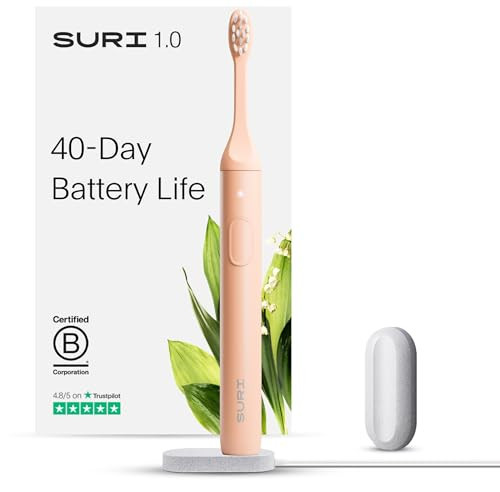 SURI 1.0 Sonic Electric Toothbrush | 1 Month+ Battery | UK’s No.1 Rated | Electric Toothbrush Adults | Travel Tooth Brush | Sonic Toothbrushes | Pink | Amazon (UK)