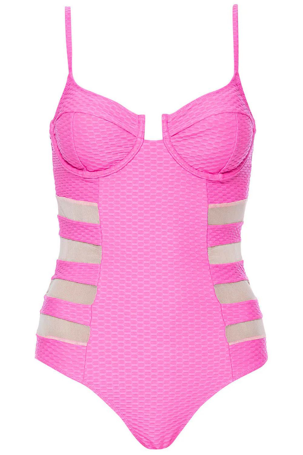 Mesh Underwire Pink Swimsuit | VETCHY