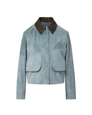 Veronica Beard Walters Suede Jacket Blue Steel | Veronica Beard