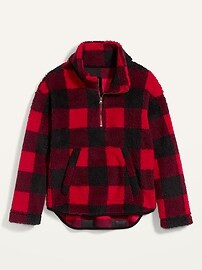 Loose Cozy Sherpa Half-Zip Sweatshirt for Women | Old Navy (US)