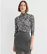 Leopard Print Jersey Turtleneck Top | LOFT
