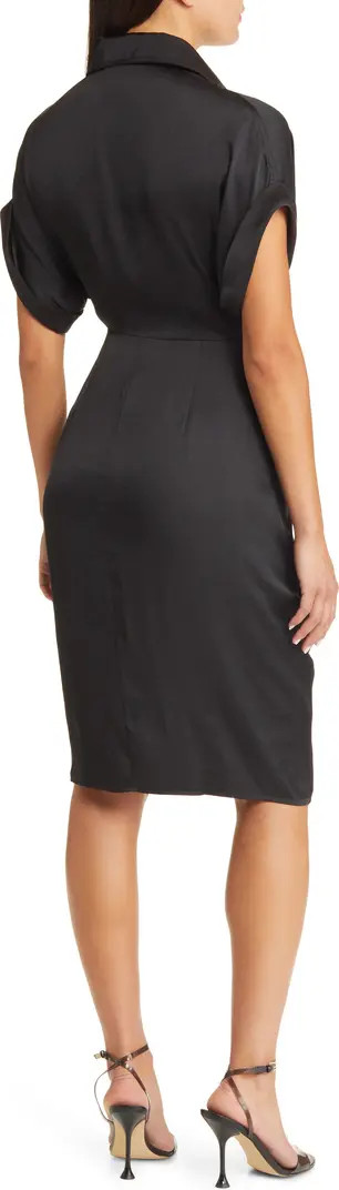 Belted Ruched Tie Front Handkerchief Hem Shirtdress | Nordstrom