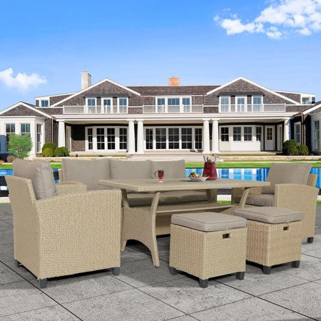JiAnDa 6 Pieces Patio Furniture Set Outdoor Sectional Sofa Conversation Set All Weather Wicker Ratta | Walmart (US)
