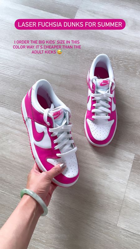 New Nike Low Dunk color drop! 🩷 Loving this bright laser pink color! If you’re looking to update your sneakers for summer, these are perfect. I ordered the big kids’ size, which is cheaper than the adult kicks 😅

Nike Dunk sneakers, summer sneakers, pink sneakers, Nike sneakers, summer outfit, The Stylizt 



#LTKActive #LTKFindsUnder100 #LTKShoeCrush