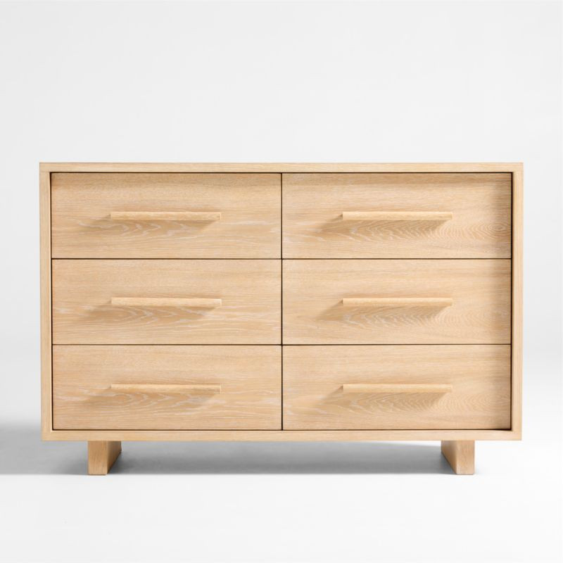 Grayson Natural Brown Oak Wood Wide 6-Drawer Kids Dresser | Crate & Kids | Crate & Barrel