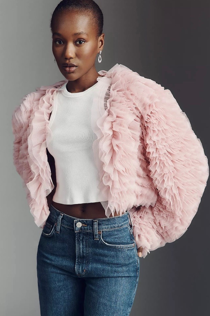 Gorgeous Tulle ruffled cardigan! Comes in multiple other colors too🤍 Galentines day outfit

#LTKgrwm #LTKSaleAlert #LTKValentine