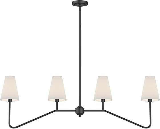 Electro bp;47"W 4-Light Linear Kitchen Island Lighting Fixture Classic Chandeliers Matt Black wit... | Amazon (US)