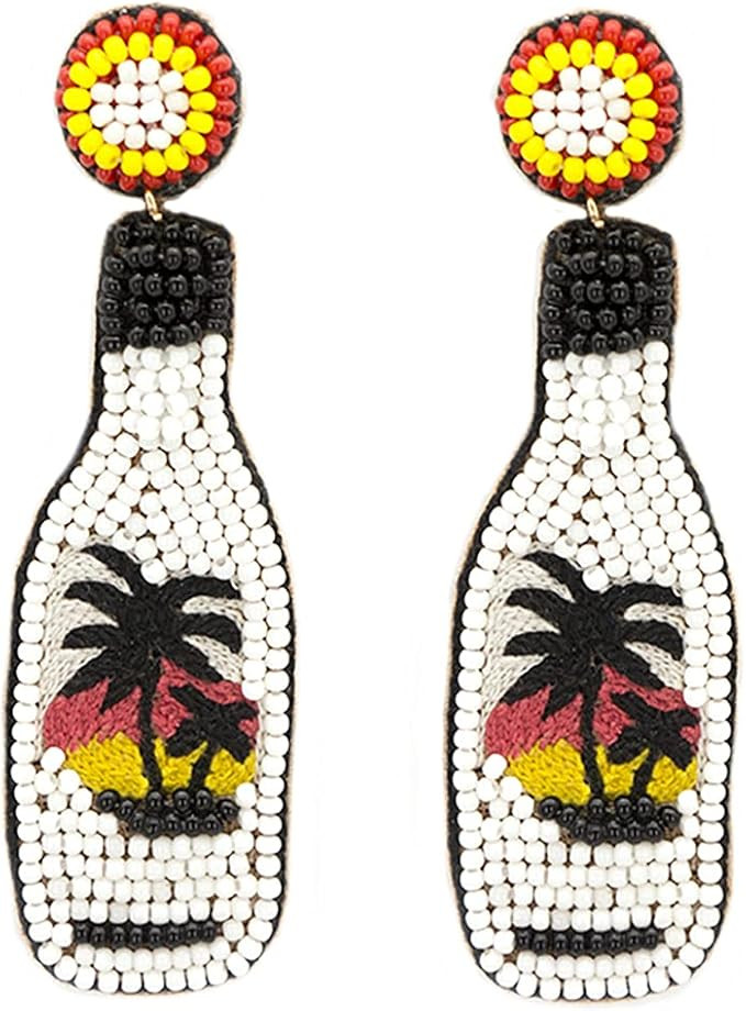 Emulily Beaded Carribean Rum Post Earrings Handmade Carribean Rum Earrings | Amazon (US)