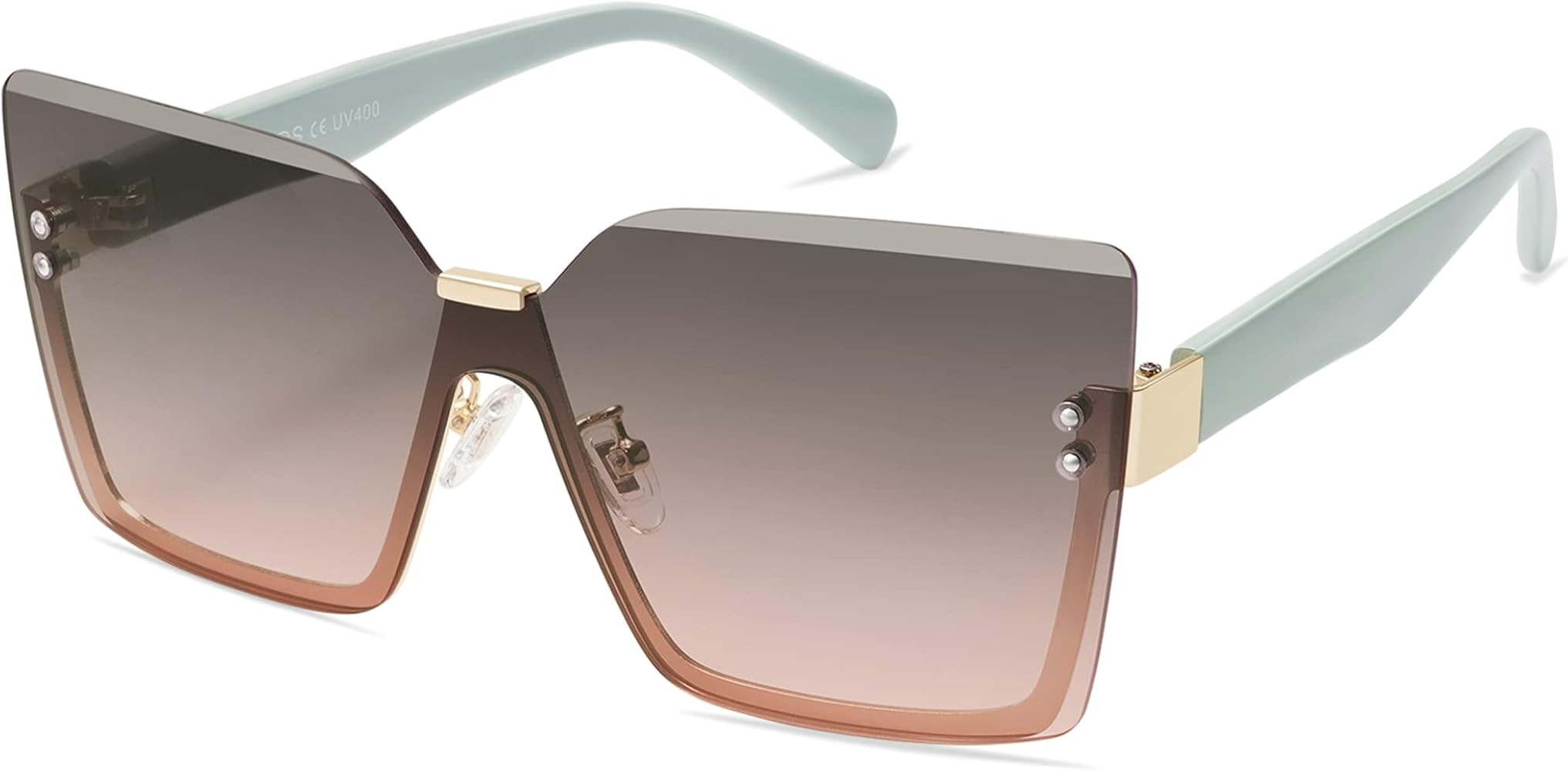 SOJOS Trendy Square Oversized Sunglasses Womens Big Rimless UV400 Ladies Shades SJ1160 | Amazon (US)