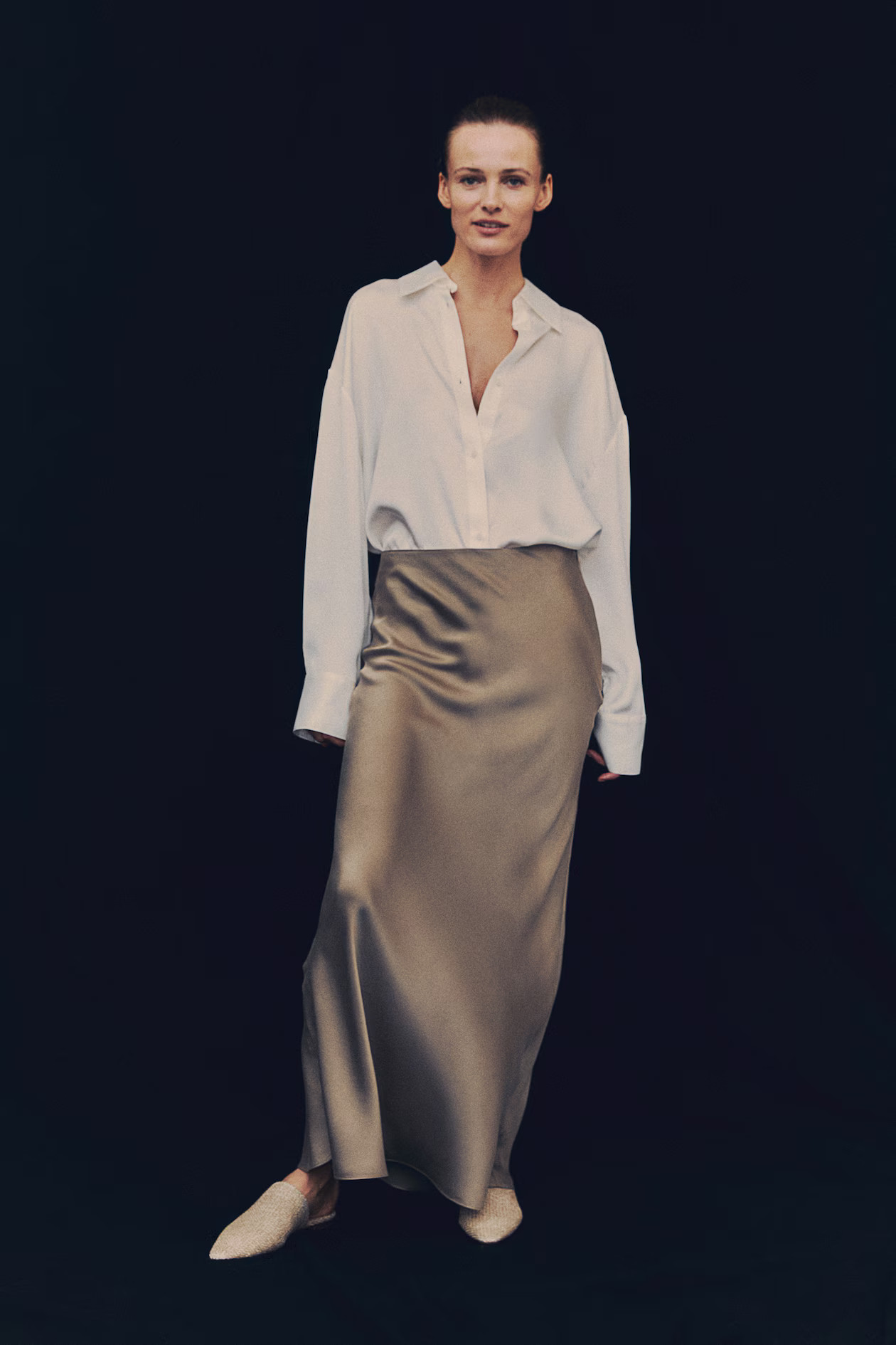 Midi skirt - High waist - Ankle length - Khaki beige - Ladies | H&M GB | H&M (UK, MY, IN, SG, PH, TW, HK)