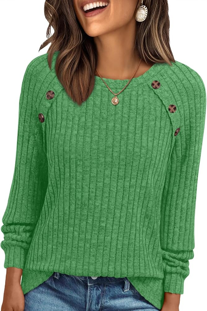 AUTOMET Womens Long Sleeve T Shirts Casual Tunic Work Tops Spring Plus Size Sweaters Date Night O... | Amazon (US)