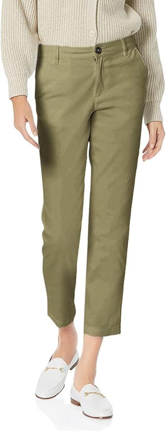 Amazon Essentials Women's Mid-Rise Slim-Fit Cropped Tapered Leg Khaki Pant | Amazon (US)