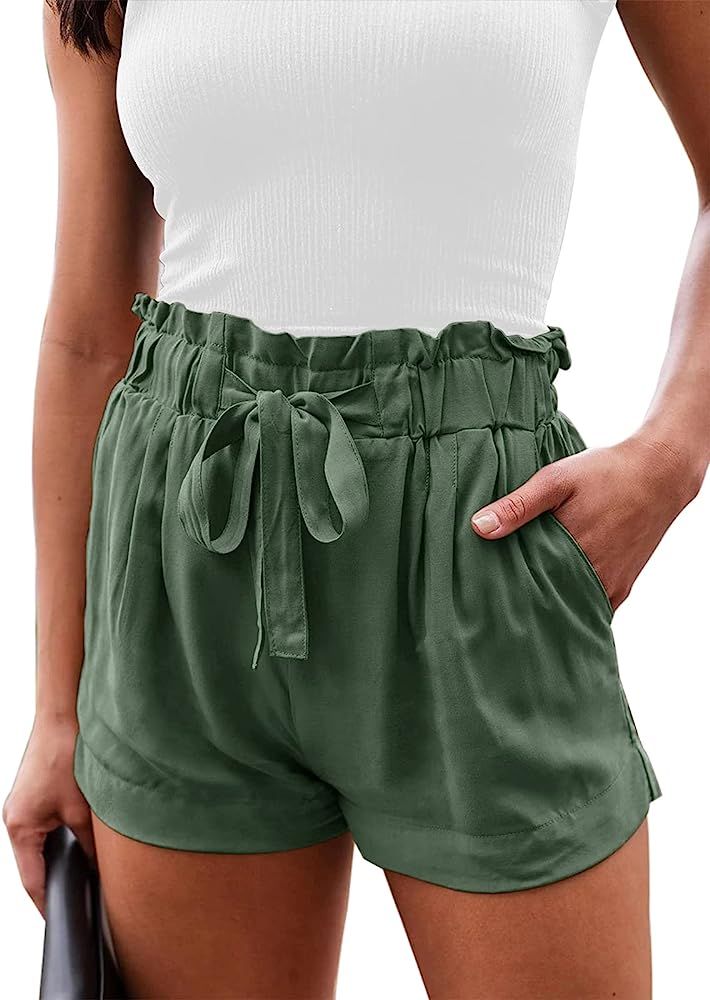 NIMIN Shorts for Women Comfy Drawstring Casual Elastic Waist Pocketed Shorts Summer Beach Lightwe... | Amazon (US)