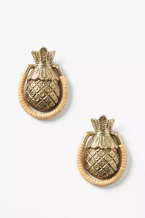 Pineapple Rattan Knobs, Set of 2 By Anthropologie in Beige | Anthropologie (US)