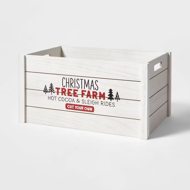 'Christmas Tree Farm' Decorative Wood Crate White - Wondershop™ | Target