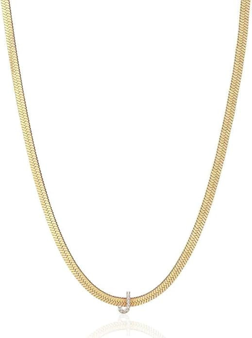 Ettika Initial Necklaces for Women. 18K Gold Plated Cubic Zirconia, Letter Necklace. Gold Initial... | Amazon (US)