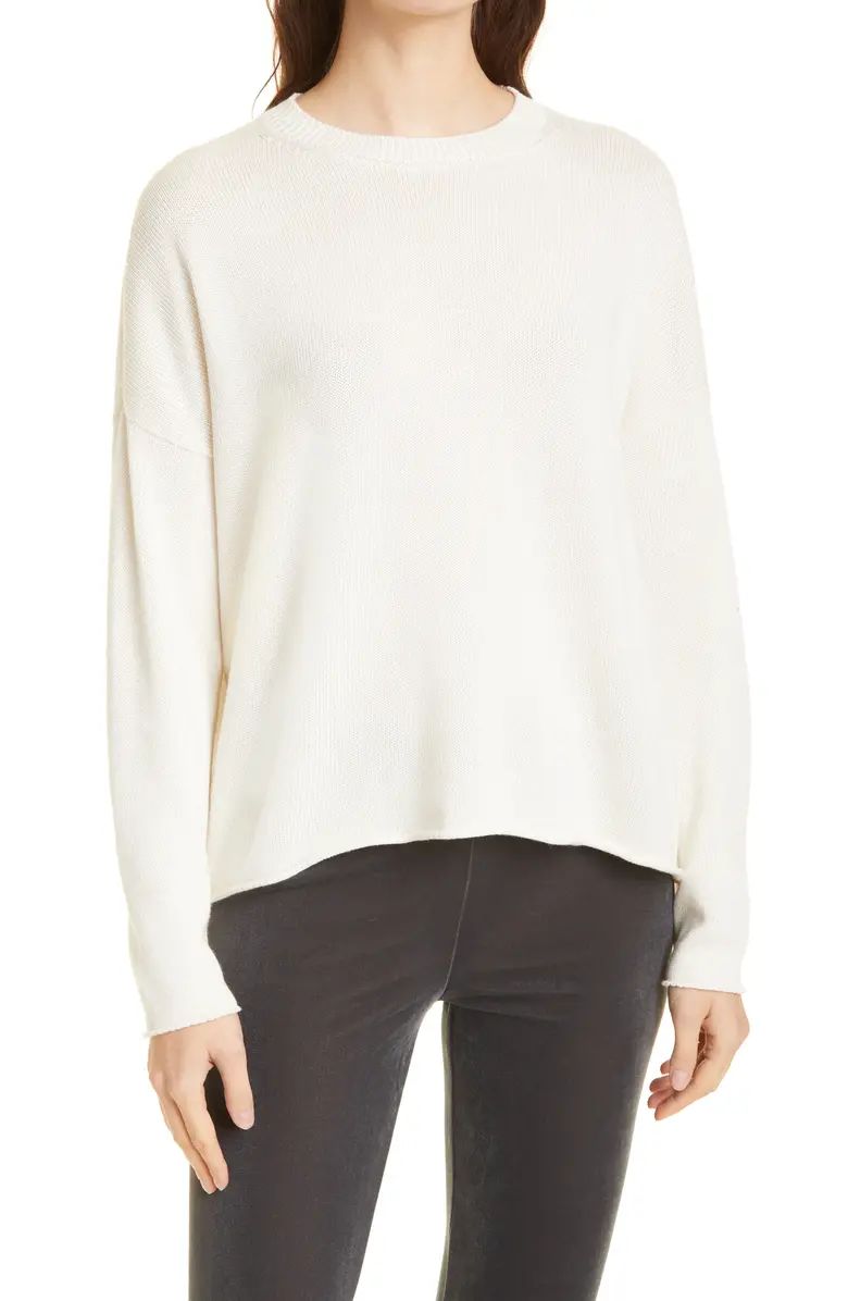 Crew Neck Organic Cotton Blend Knit Sweater | Nordstrom