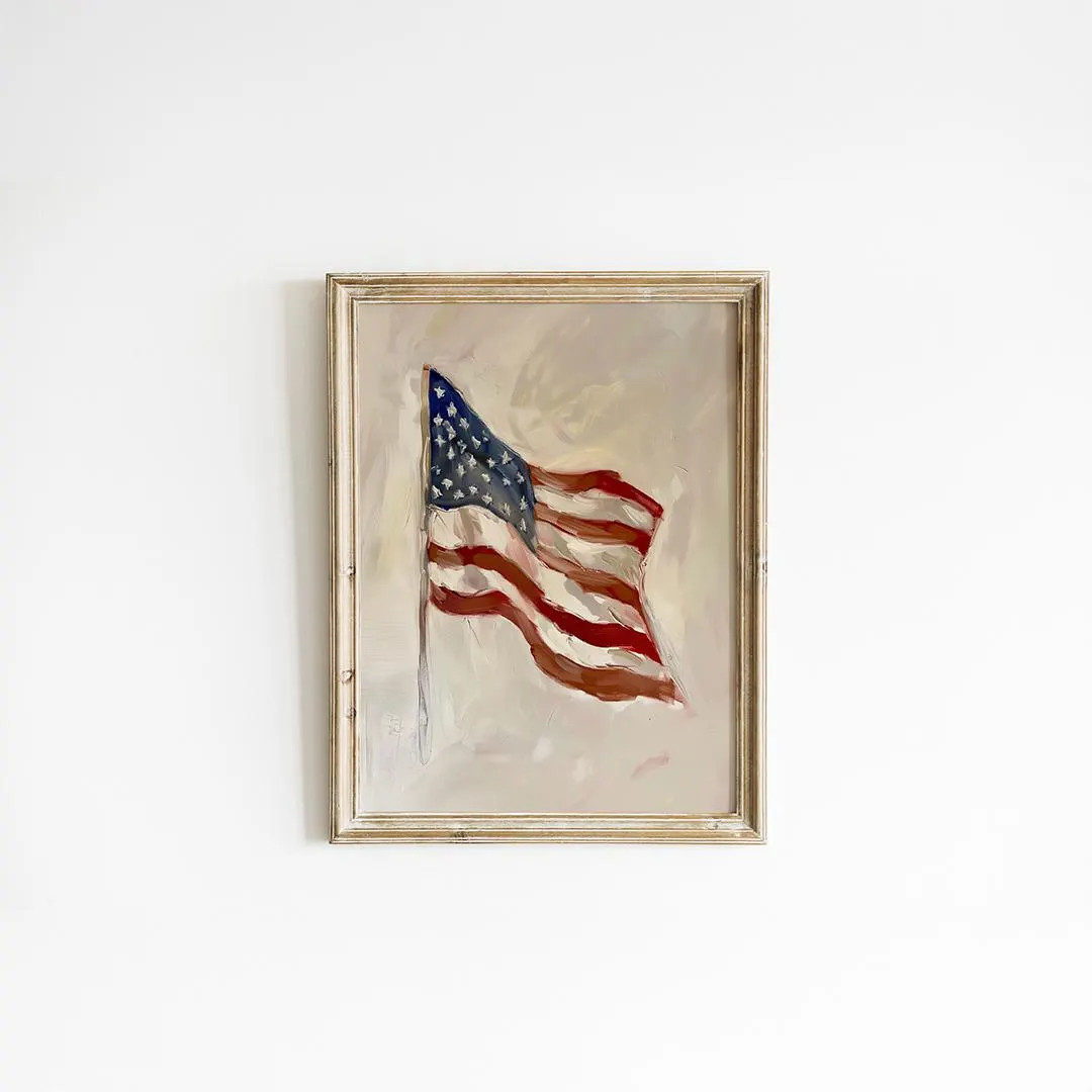 Vintage American Flag Print: Rustic Patriotic Wall Art (Digital Download) | Etsy (US)