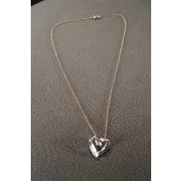 Vintage Sterling Silver Chain Necklace With Open Floating Heart Slide Style Pendant, 17 Inch Delicate Link Chain, 5/8 Diameter M2 | Etsy (US)