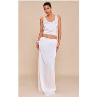 Cream Satin Mid Waist Maxi Skirt | PrettyLittleThing US