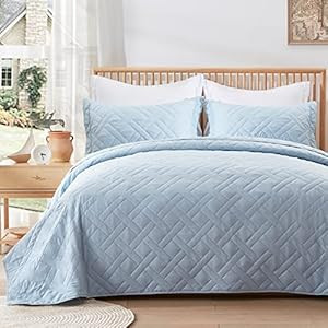 BOURINA Quilt Coverlet Set Embroidery Bedspread 3-Piece Quilt Set Microfiber Lightweight,Oversized K | Amazon (US)
