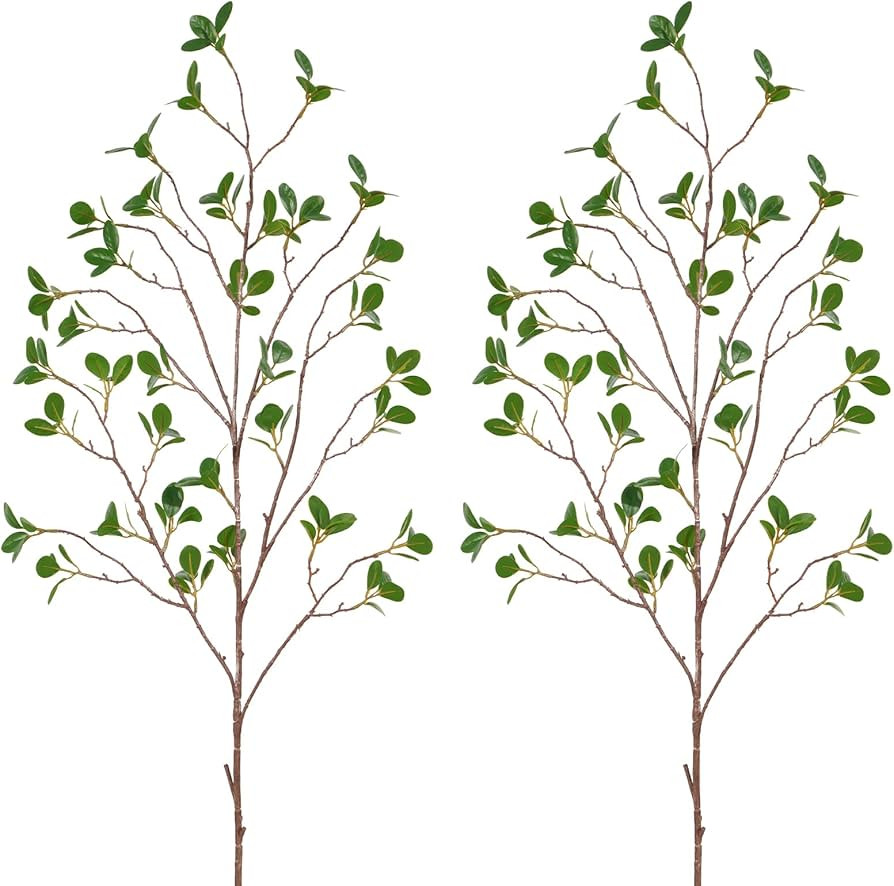 MARTINE MALL 2 Pcs Artificial Ficus Branches, 44'' Greenery Branches for Vase, Faux Silky Eucalyp... | Amazon (US)