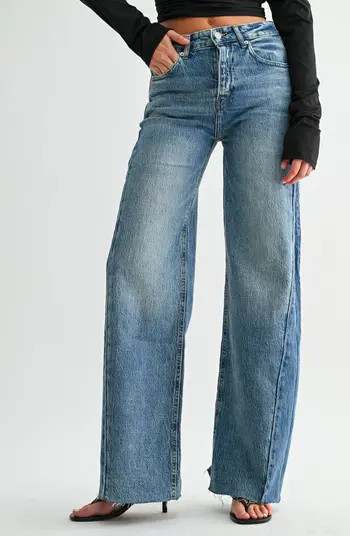 Jemina Denim Two-Tone Contrast Panel High Rise Wide Leg Pant | Nordstrom | Nordstrom