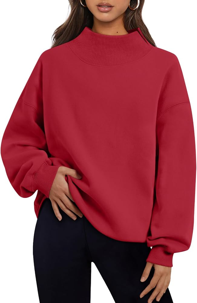 Trendy Queen Womens Mock Neck Sweatshirts Oversized Pullover Fall Outfits | Amazon (US)