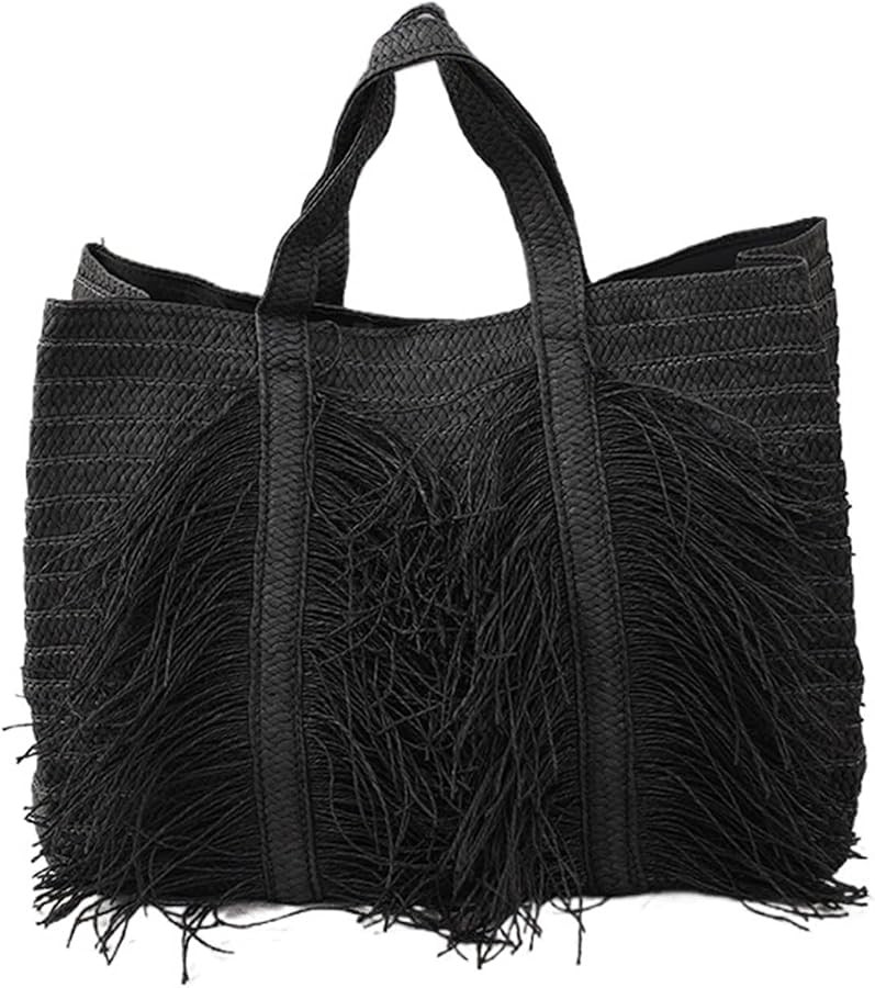 Fringe Bag Large Capacity Straw Tote Bags For Women Handbags Tassel Beach Bag Handmade Woven Shou... | Amazon (CA)