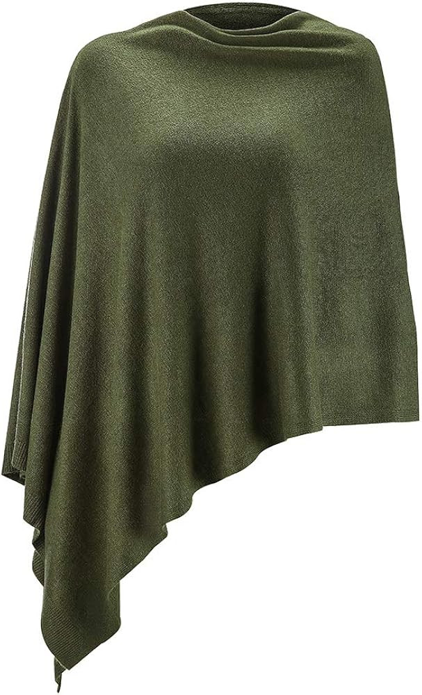 Fomolom Women Ponchos Sweater Versatile Lightweight Solid Knitted Shawl Wrap Scarf Cape Accessori... | Amazon (US)