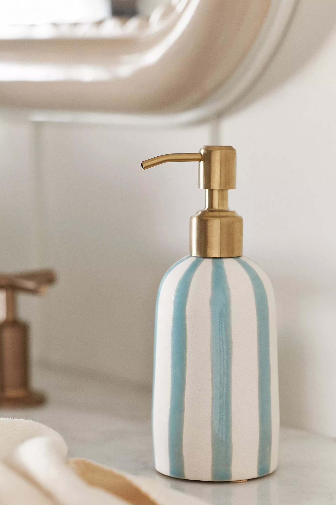 Striped Ceramic Soap Dispenser | Anthropologie (US)