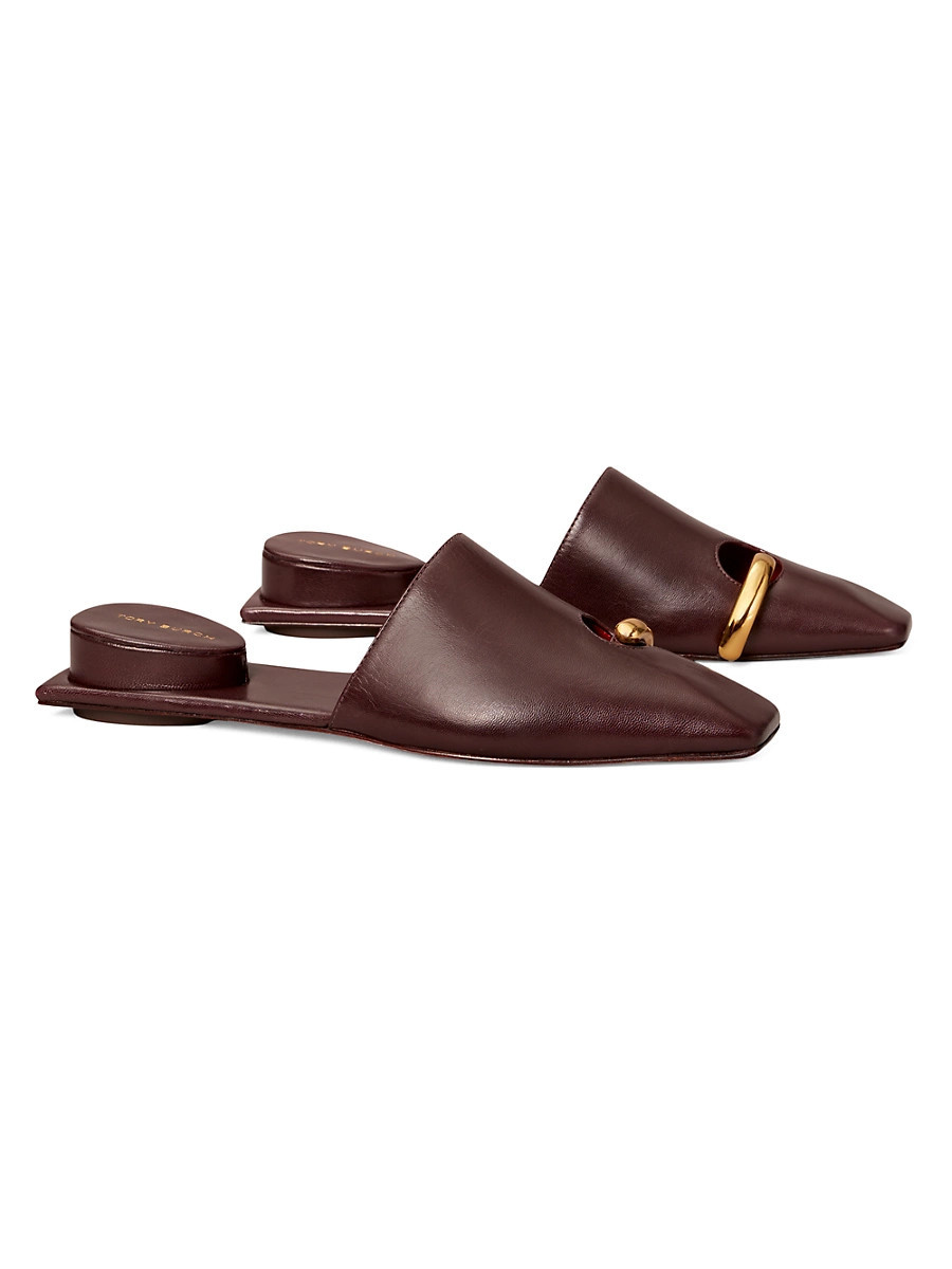 Women's Pierced Leather Mules - Plum Gold - Size 5 | Saks Fifth Avenue