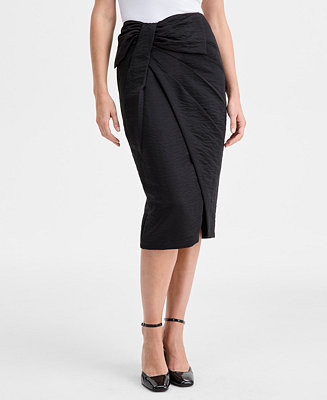 On 34th Women's Satin Bow Wrap Midi Skirt, Macy's Exclusive  - Macy's | Macy's