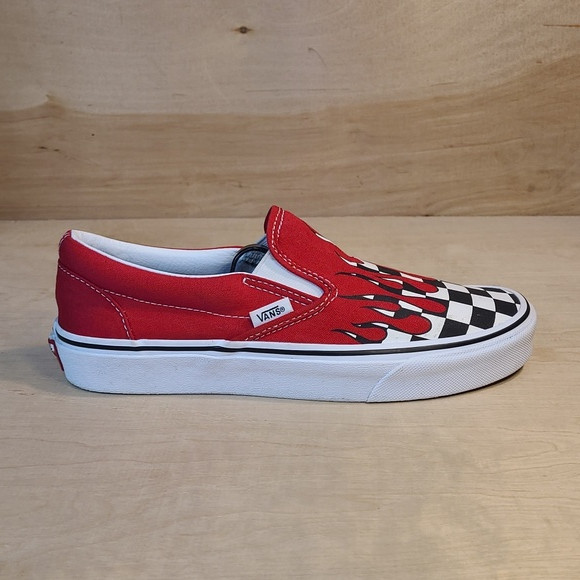 Vans Classic Slip-On "Checker Flame" Red Sneakers | Poshmark