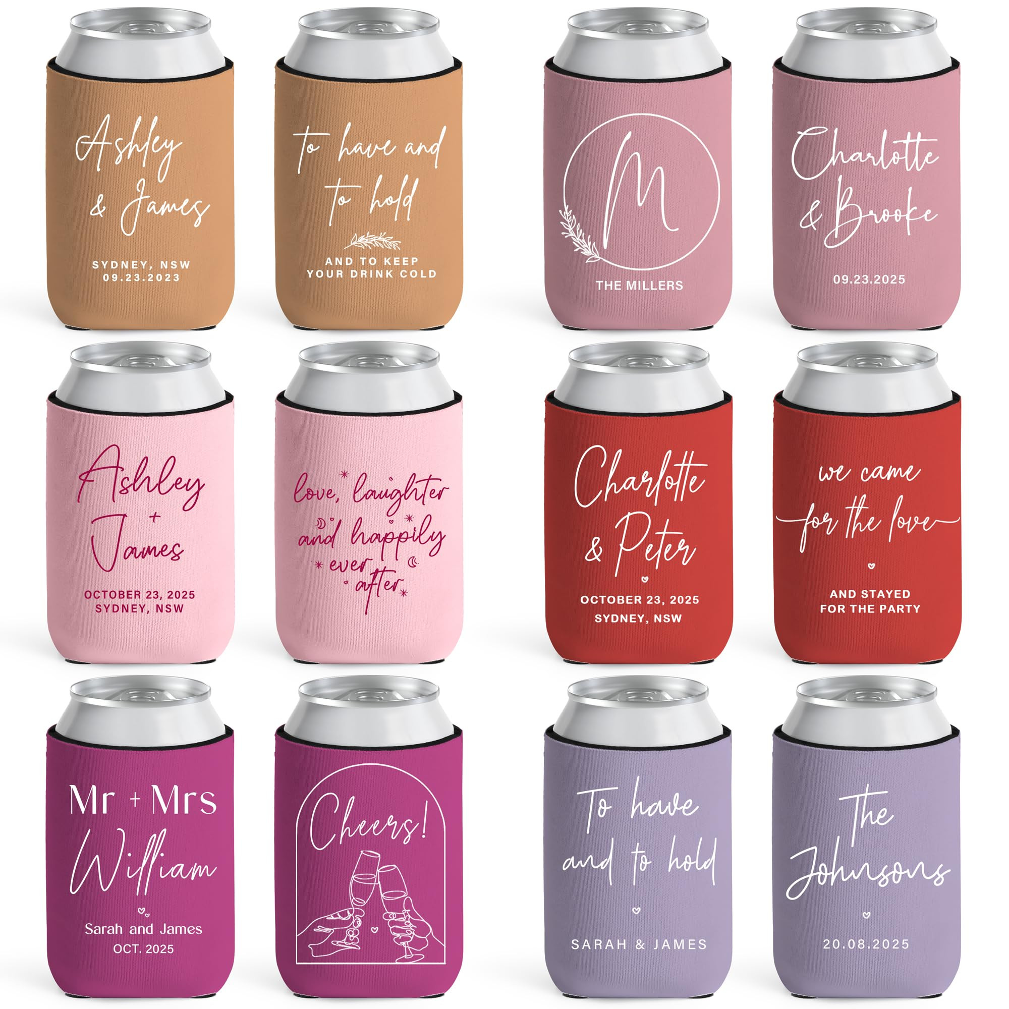 Personalized Can Sleeves for Wedding & Party Favors – Custom Drink Holders for Anniversary, Eng... | Amazon (US)
