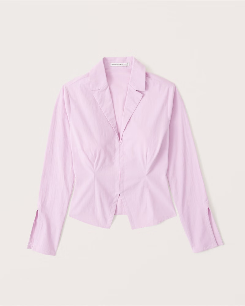 Long-Sleeve Hook and Eye Shirt | Abercrombie & Fitch (US)