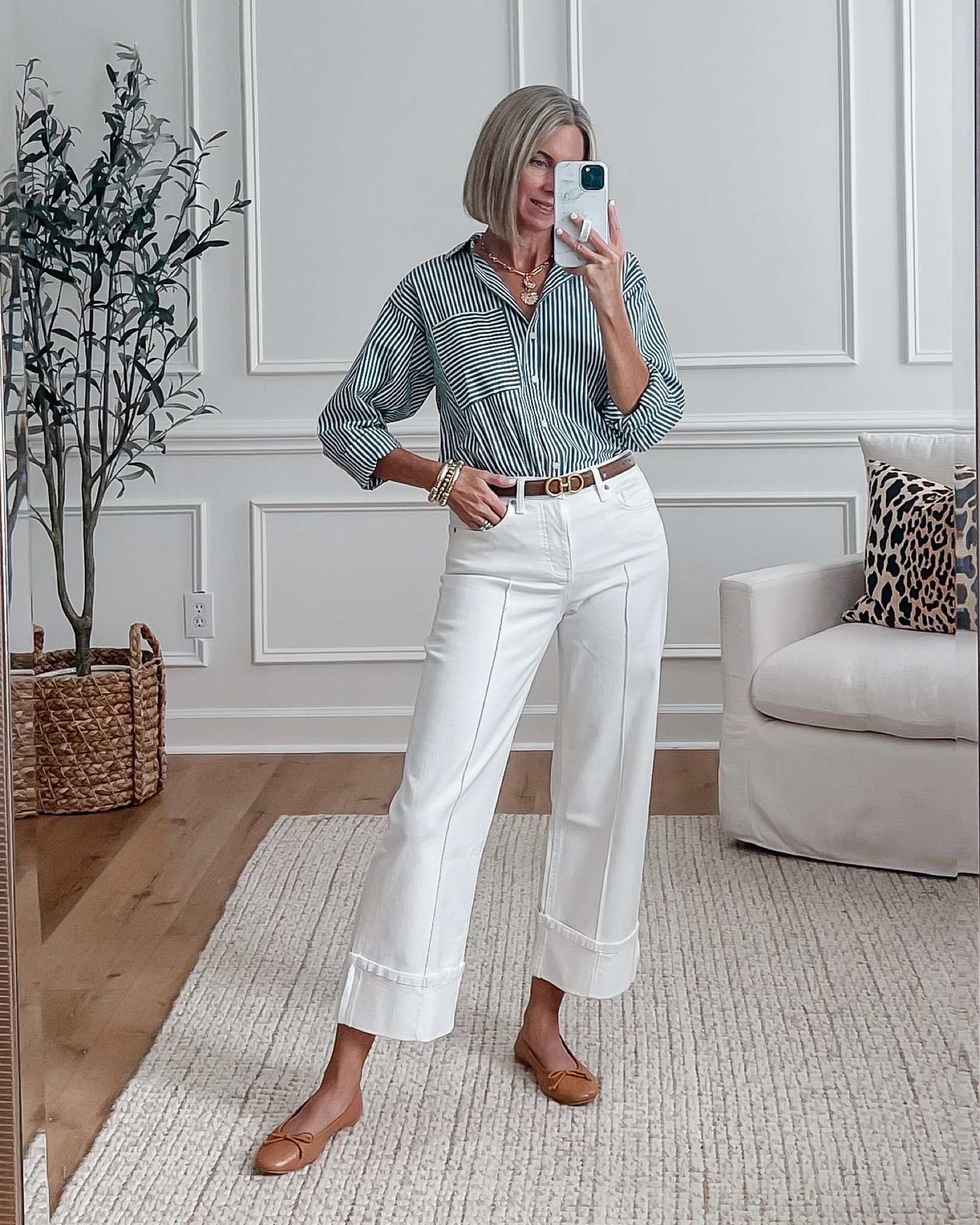 Walmart wide leg jeans $29 - Sell out risk - They are so good! I love the large cuffs at the bottom. Wearing a 4. 
40% off button down top through Sunday. In an xs 

#LTKFindsUnder50 #LTKSaleAlert #LTKWorkwear